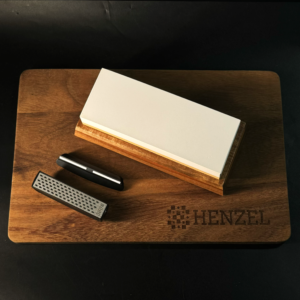 Henzel Whetstone Set on Wooden Cutting Board for Professional Knife Sharpening